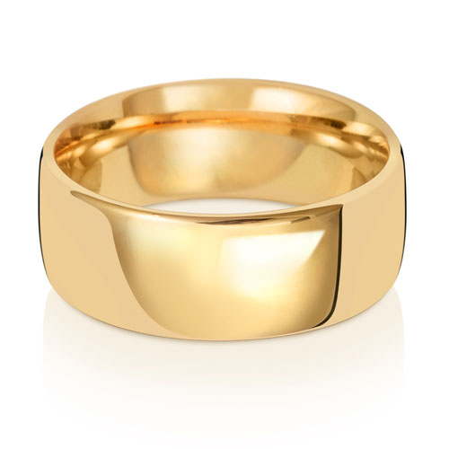 18CT GOLD 8MM SLIGHT COURT LIGHT WEDDING RING