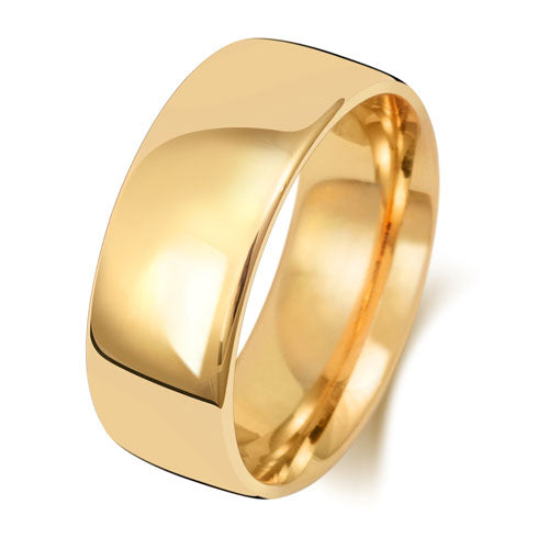 18CT GOLD 8MM SLIGHT COURT LIGHT WEDDING RING