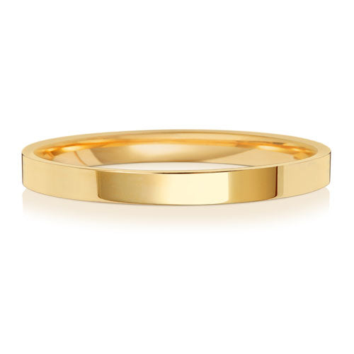 Bague de mariage extra lourde, plate, en or 18 carats, 2 mm