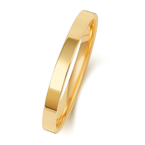 18CT GOLD 2MM FLAT COURT HEAVY WEDDING RING