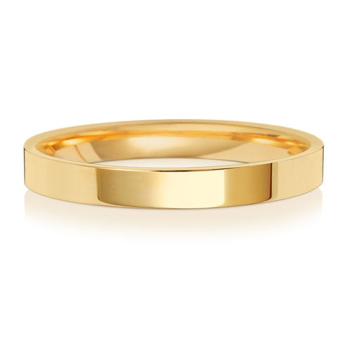 18CT GOLD 2.5MM FLAT COURT LIGHT WEDDING RING