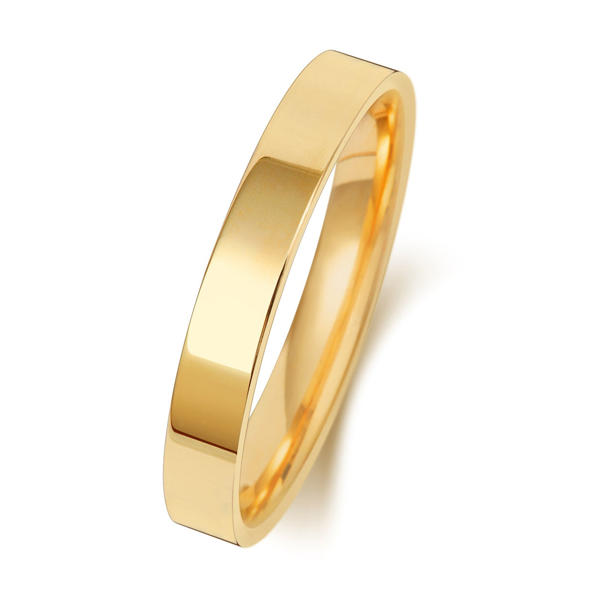 18CT GOLD 3MM FLAT COURT HEAVY WEDDING RING