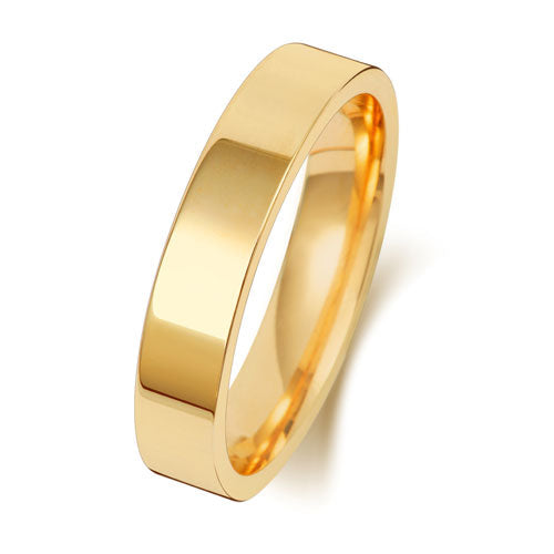 18CT GOLD 4MM FLAT COURT MEDIUM WEDDING RING