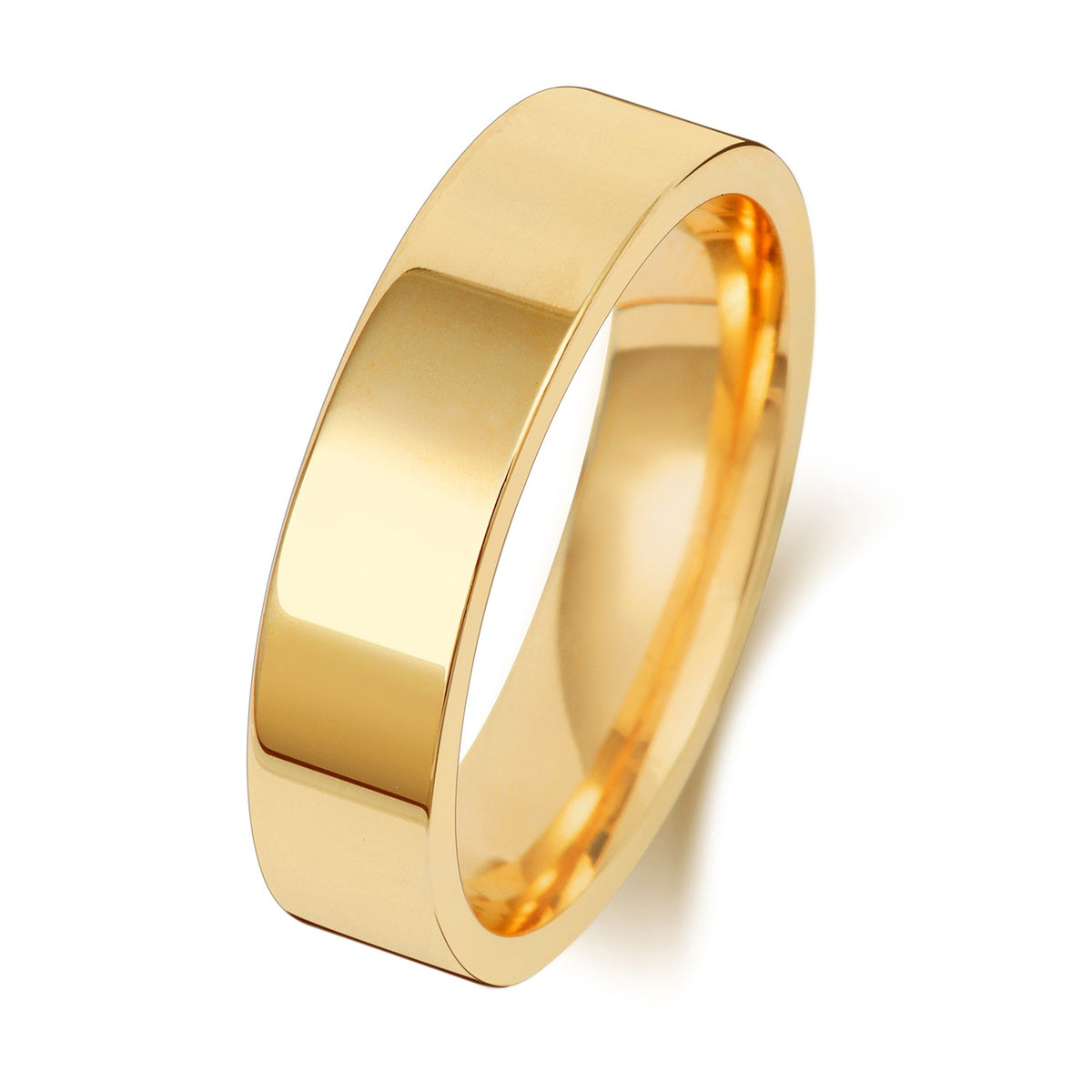 18CT GOLD 5MM FLAT COURT MEDIUM WEDDING RING