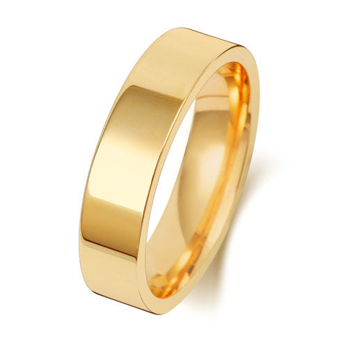 18CT GOLD 5MM FLAT COURT MEDIUM WEDDING RING