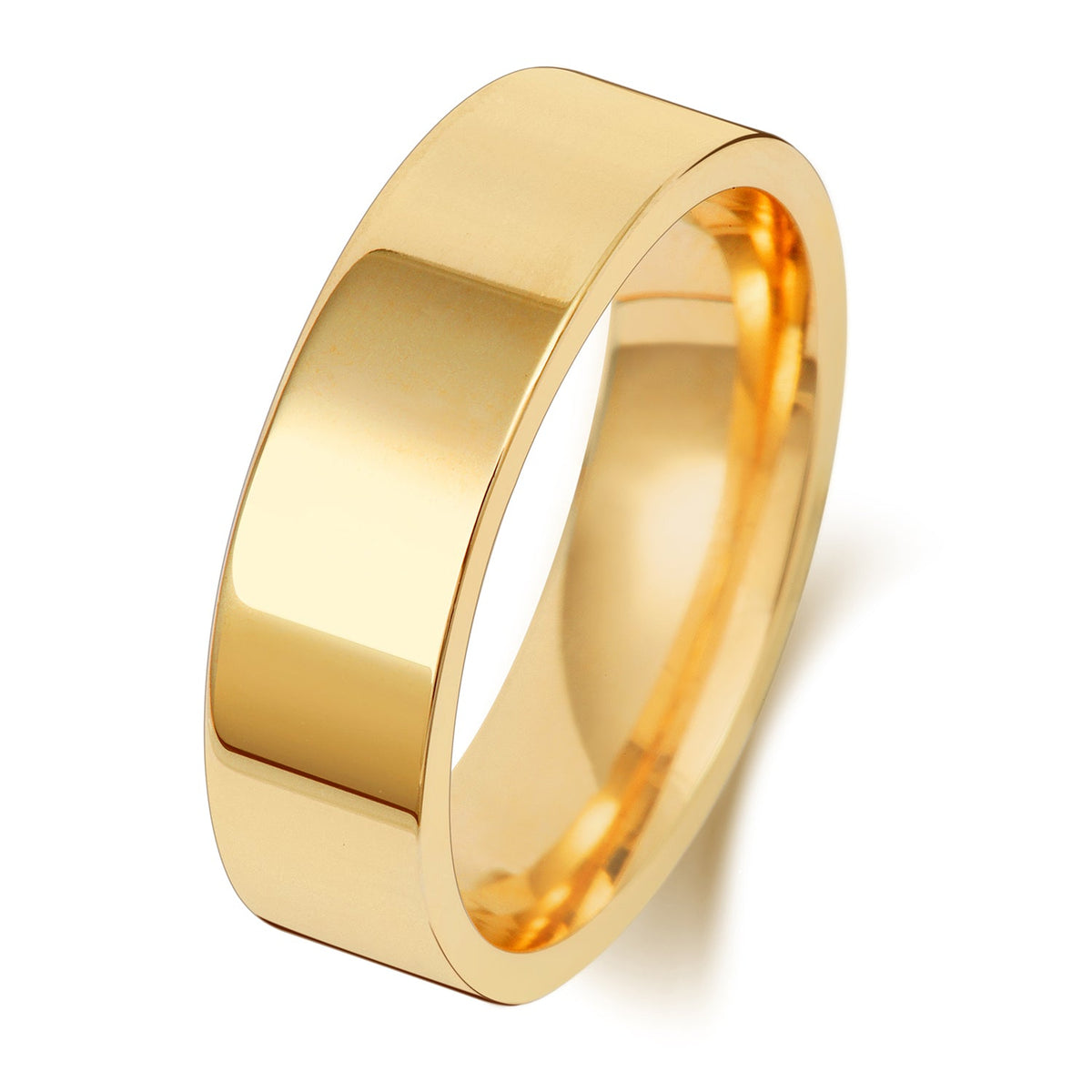 18CT GOLD 6MM FLAT COURT LIGHT WEDDING RING