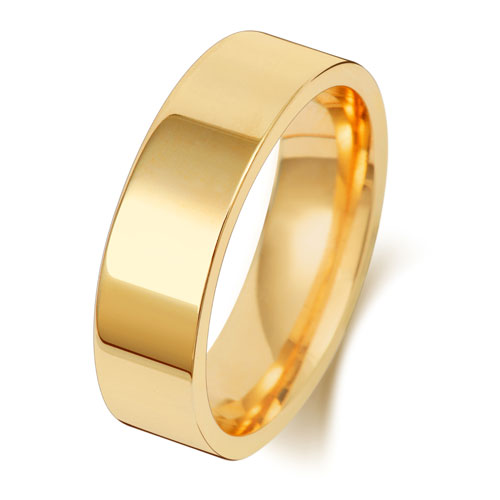18CT GOLD 6MM FLAT COURT LIGHT WEDDING RING
