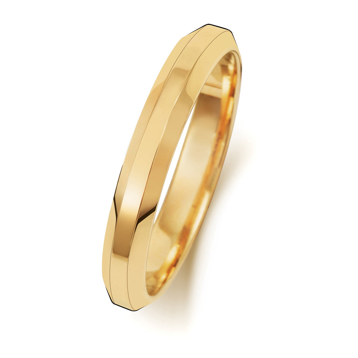18 Karat Gold, 3 mm abgeschrägter mittlerer Ehering