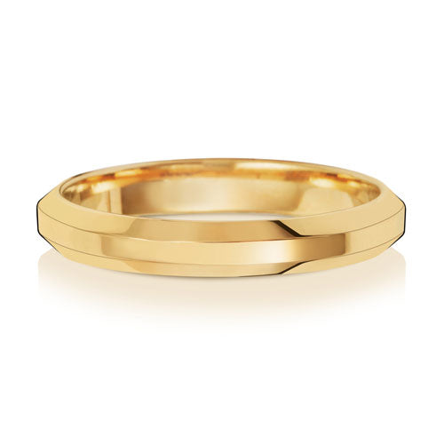 18 Karat Gold, 3 mm abgeschrägter mittlerer Ehering