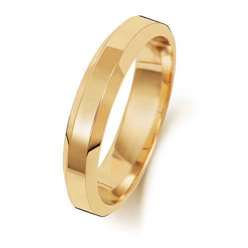 18 Karat Gold, 4 mm, abgeschrägter, mittlerer Ehering