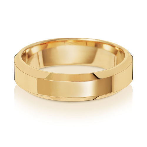 18 Karat Gold, 5 mm, abgeschrägter, leichter Ehering