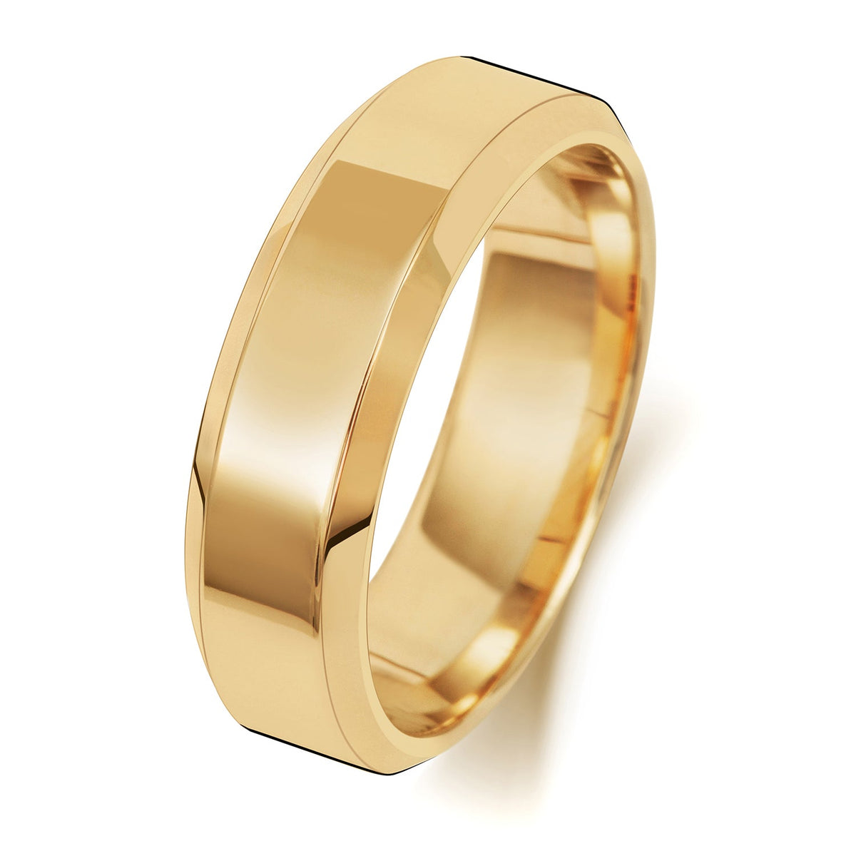 18 Karat Gold, 6 mm, abgeschrägter, leichter Ehering
