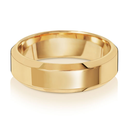 18 Karat Gold, 6 mm, abgeschrägter, mittlerer Ehering