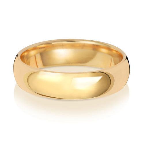 18 Karat Gold, 5 mm, traditioneller Court Light Ehering