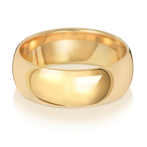 18 Karat Gold, 7 mm, traditioneller Court-Ring, mittlere Größe