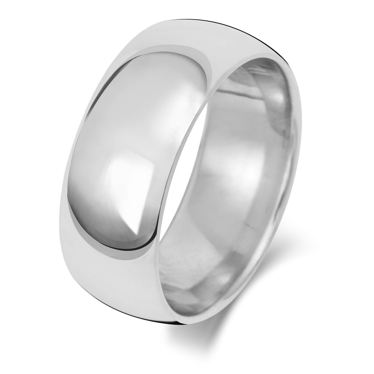18CT WHITE GOLD 8MM TRADITIONAL COURT MEDIUM WEDDING RING