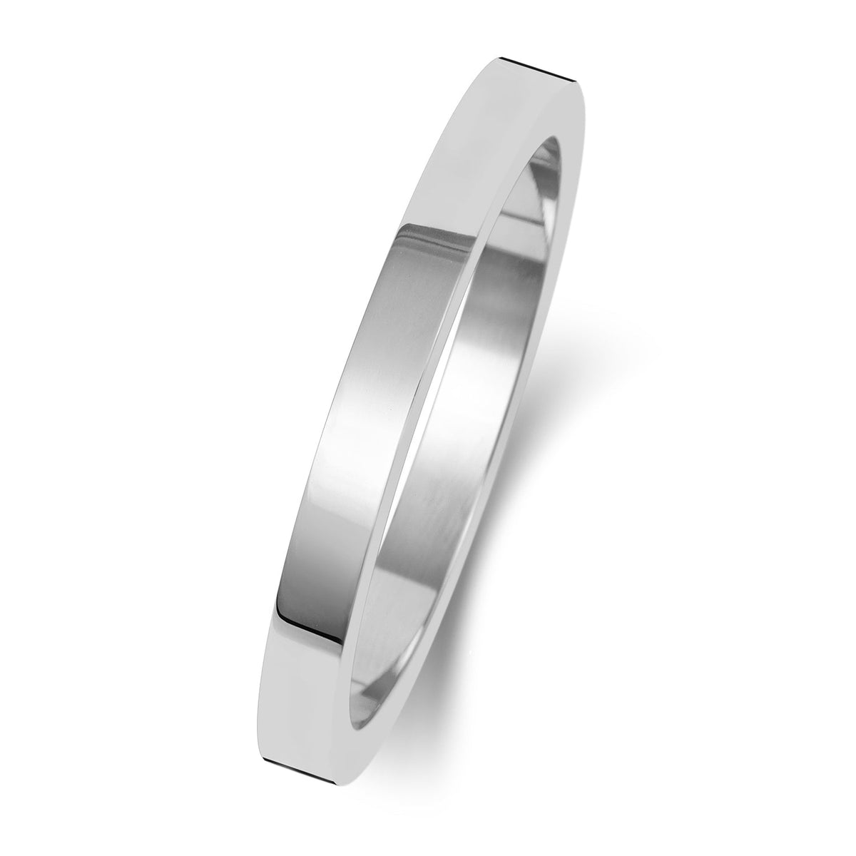 18CT WHITE GOLD 2MM FLAT FLAT MEDIUM WEDDING RING