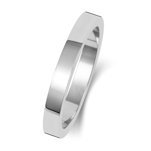 18CT WHITE GOLD 2.5MM FLAT FLAT LIGHT WEDDING RING