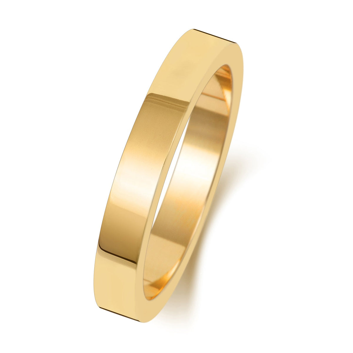 18CT GOLD 3MM FLAT FLAT MEDIUM WEDDING RING