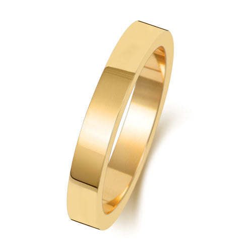 18CT GOLD 3MM FLAT FLAT MEDIUM WEDDING RING