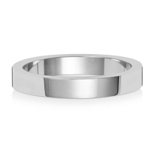 18CT WHITE GOLD 3MM FLAT FLAT LIGHT WEDDING RING