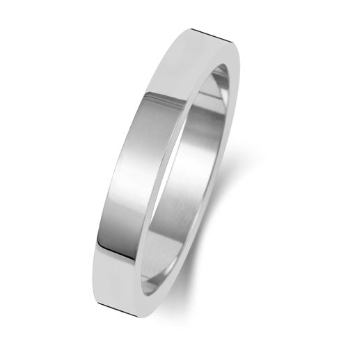 18CT WHITE GOLD 3MM FLAT FLAT MEDIUM WEDDING RING