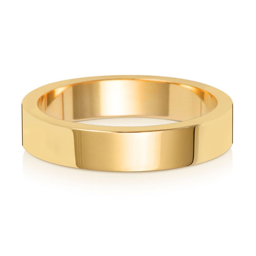 18CT GOLD 4MM FLAT FLAT LIGHT WEDDING RING