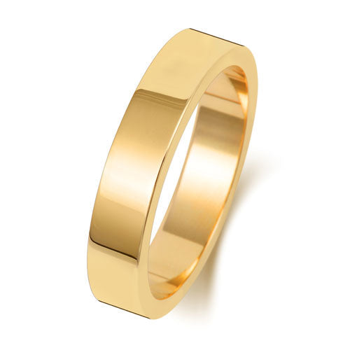 18CT GOLD 4MM FLAT FLAT MEDIUM WEDDING RING