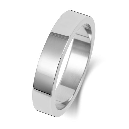 18CT WHITE GOLD 4MM FLAT FLAT LIGHT WEDDING RING