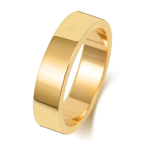 18CT GOLD 5MM FLAT FLAT LIGHT WEDDING RING