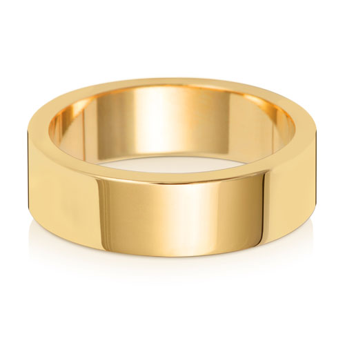 18CT GOLD 6MM FLAT FLAT LIGHT WEDDING RING