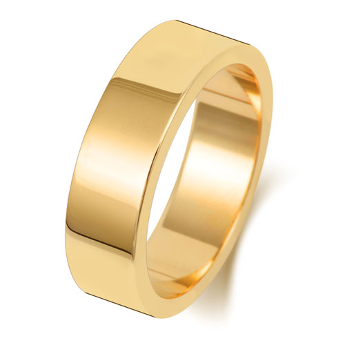 18CT GOLD 6MM FLAT FLAT MEDIUM WEDDING RING