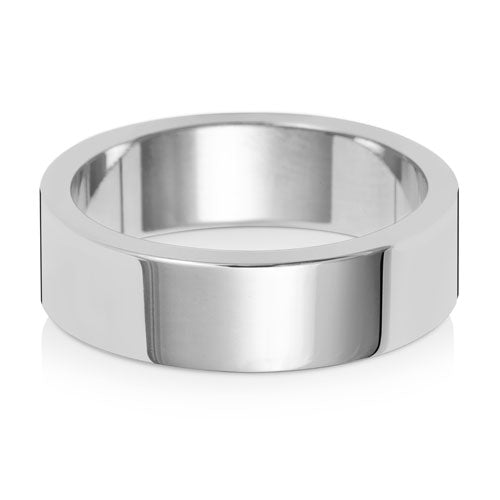 18 Karat Weißgold, 6 mm flacher, mittlerer Ehering