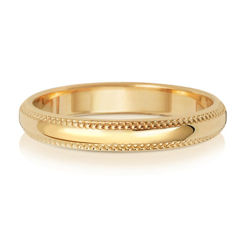 18CT GOLD 3MM MILLGRAIN LIGHT WEDDING RING