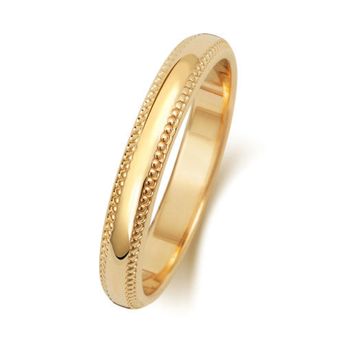 18CT GOLD 3MM MILLGRAIN MEDIUM WEDDING RING