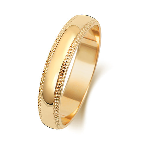 18CT GOLD 4MM MILLGRAIN HEAVY WEDDING RING