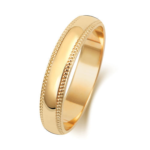 18CT GOLD 4MM MILLGRAIN LIGHT WEDDING RING