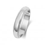 18CT WHITE GOLD 4MM MILLGRAIN LIGHT WEDDING RING
