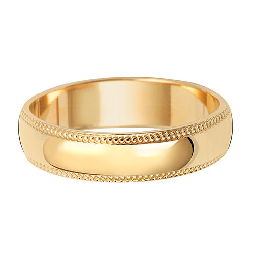  FEDE NUZIALE PESANTE IN ORO 18 CARATI DA 5 MM MILLGRAIN