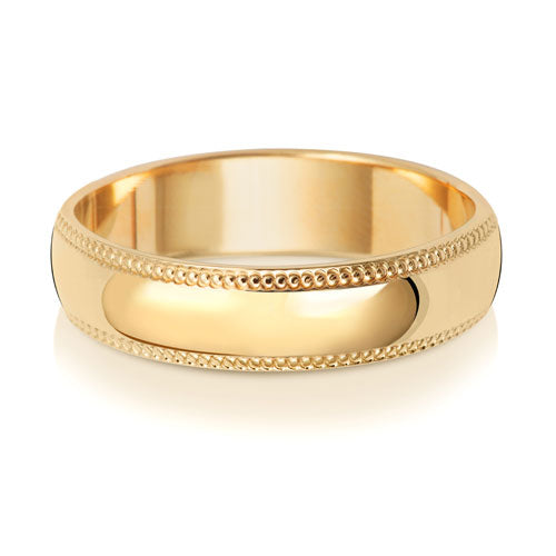18CT GOLD 5MM MILLGRAIN LIGHT WEDDING RING