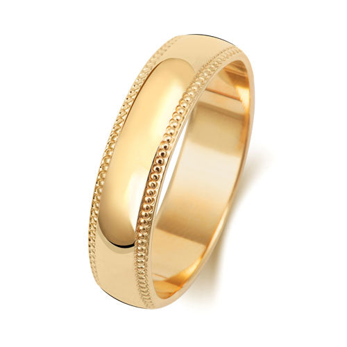 18CT GOLD 5MM MILLGRAIN LIGHT WEDDING RING