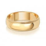 18CT GOLD 6MM MILLGRAIN MEDIUM WEDDING RING