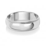 18CT WHITE GOLD 6MM MILLGRAIN LIGHT WEDDING RING