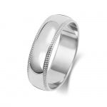 18CT WHITE GOLD 6MM MILLGRAIN MEDIUM WEDDING RING